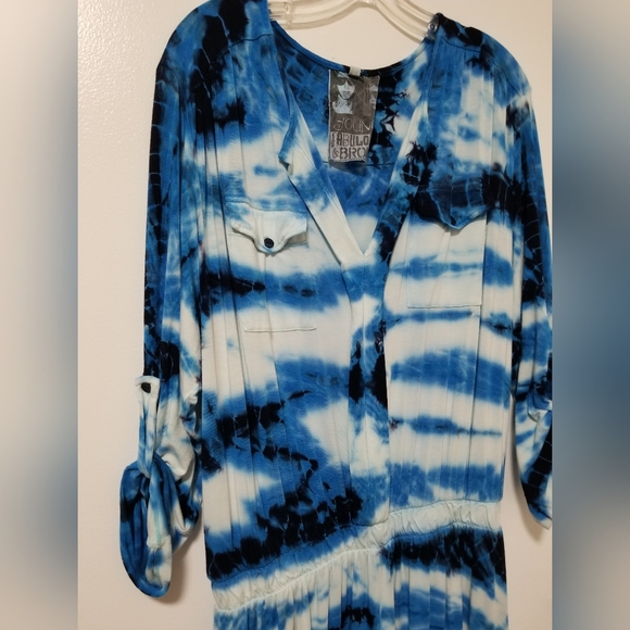 Young Fabulous And Broke Malik Blue Tie Dye Jersey Romper Size Large - Picture 4 of 15